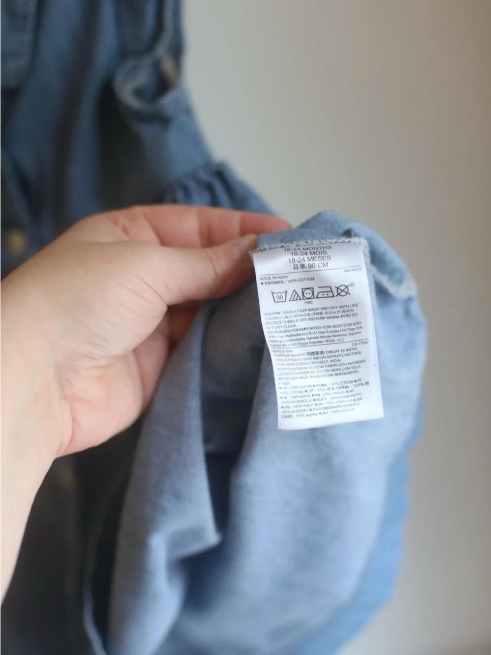 Baby Gap Chambray Ruffle Sleeve Dress | Toddler Girls 18-24 Months